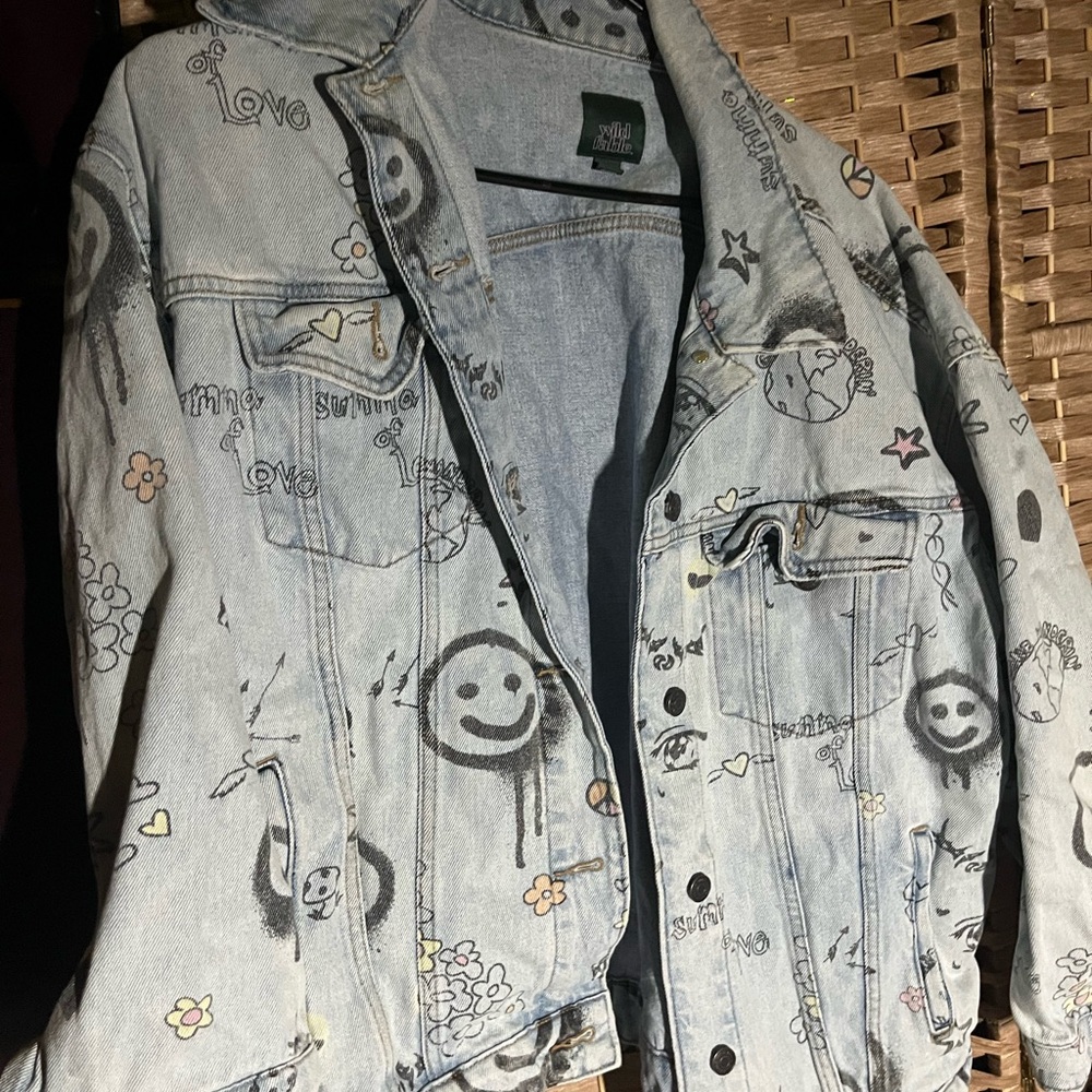 Wild Fable Light Blue Graphic Denim Jacket
